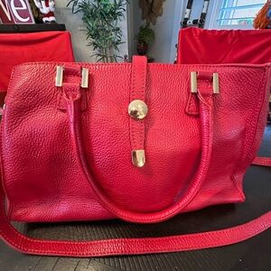Renata  corsr Chic Red Leather Shoulder Bag